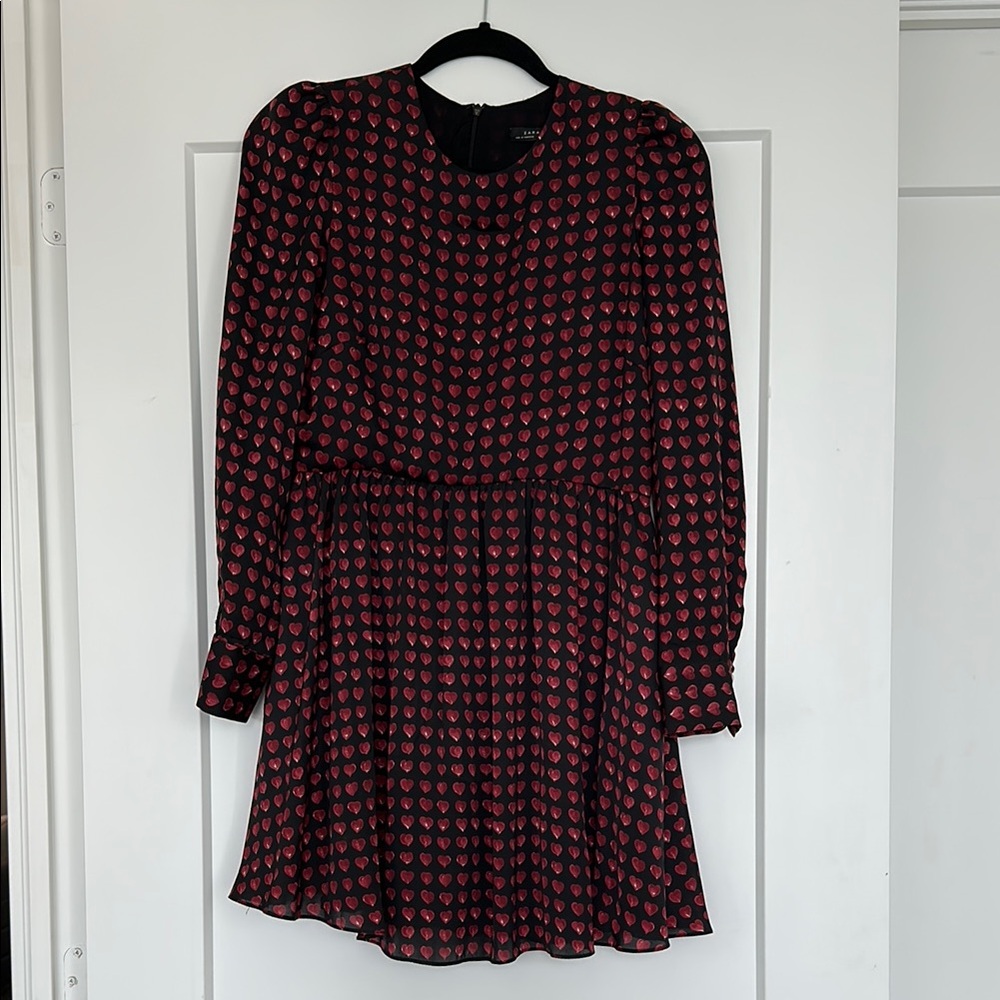 Zara Black and Red Long Sleeve Dress